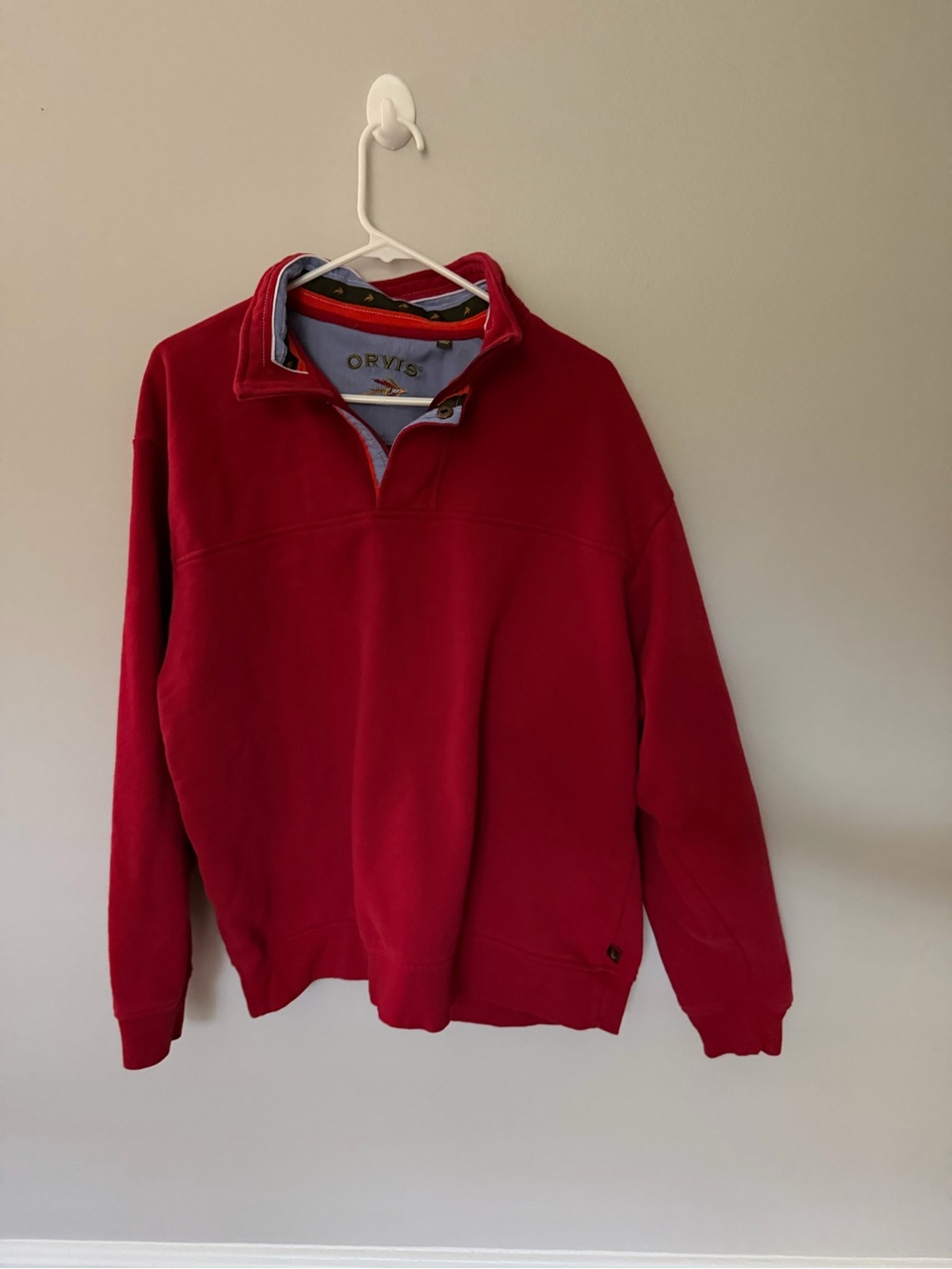Orvis Men's Signature Quarter Zip Pullover- Red